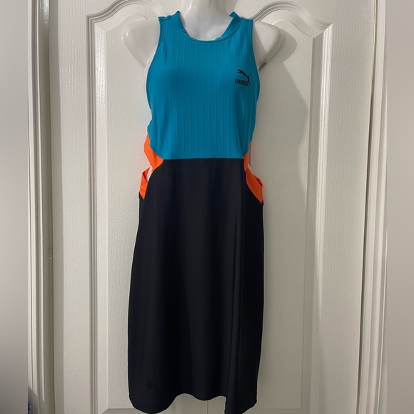 NWT PUMA BLUE/BLACK MIDI DRESS - Picture 2 of 3